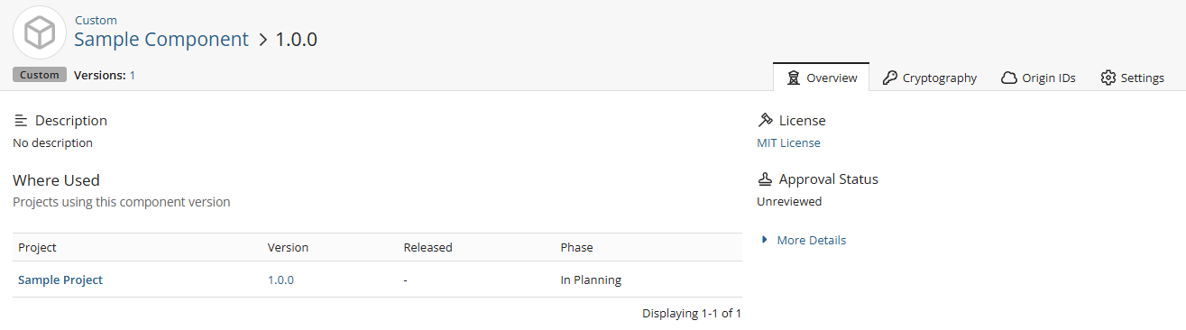 Custom Component - Details tab